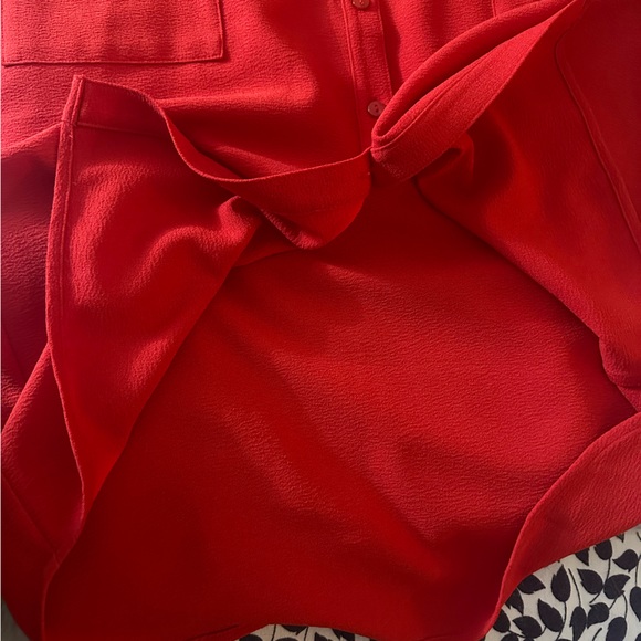 Racheal Parcell Red Short Sleeve Button Front Collared Everyday Shirt Dress S - Picture 10 of 16